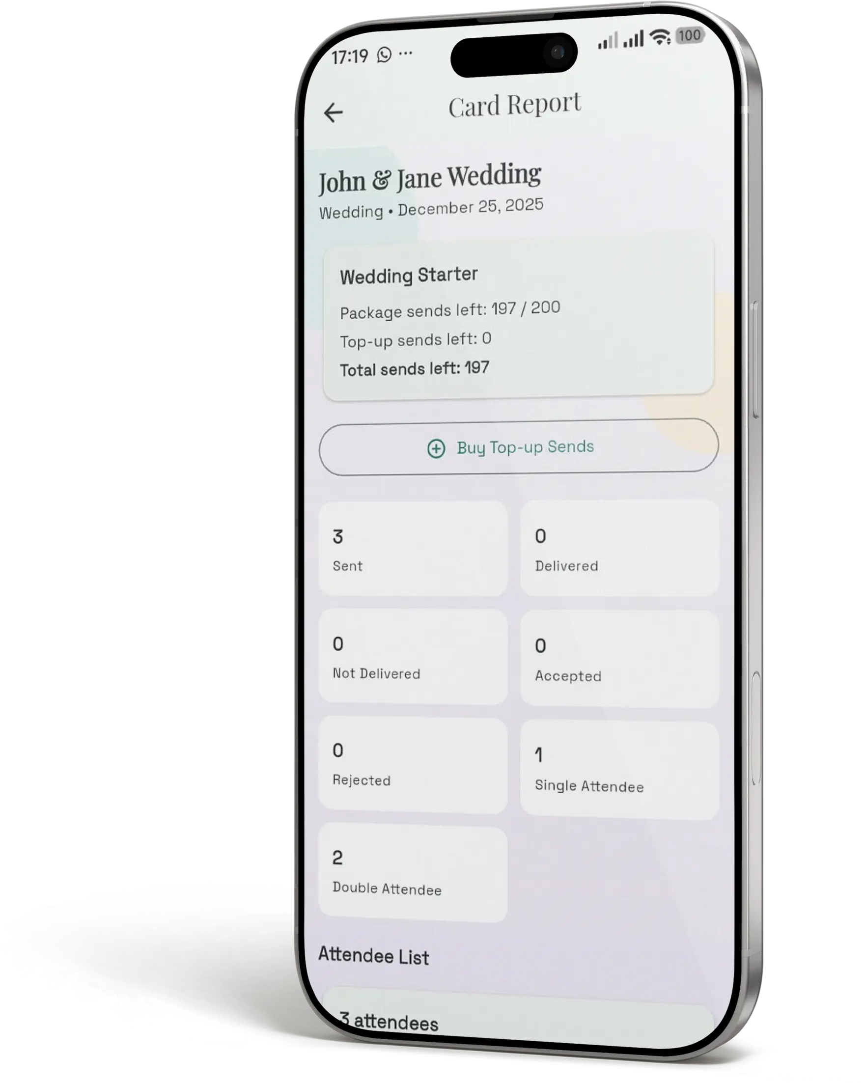 Card report analytics screen